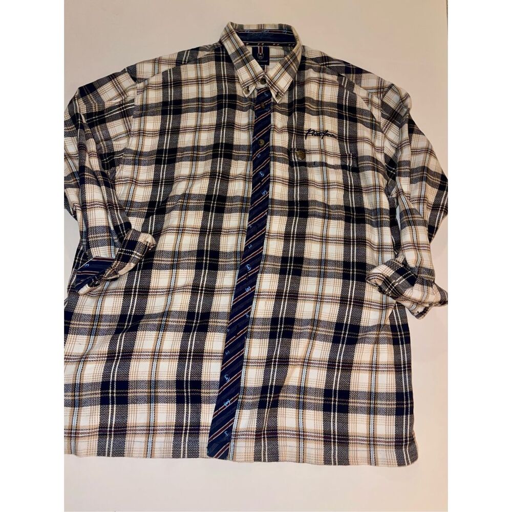 Phat Farm‎ Men's Casual Shirt XXXL Plaid Blue White Button-Down Classic Fit A37